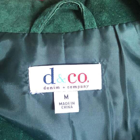 American Vintage Retro Green Suede Leather Car coat 3 Button closing size medium - Picture 11 of 13